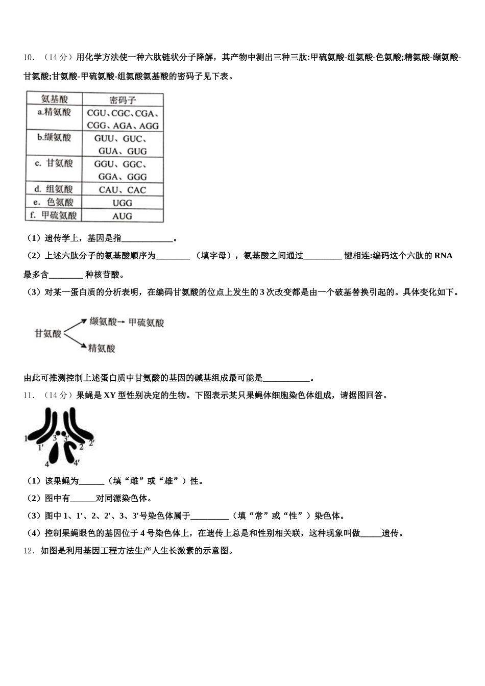 甘肃省天水市甘谷县2025年生物高一下期末质量跟踪监视模拟试题含解析_第3页