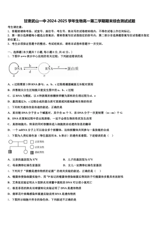 甘肃武山一中2024-2025学年生物高一第二学期期末综合测试试题含解析