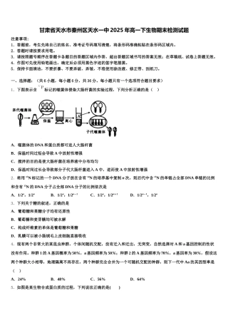甘肃省天水市秦州区天水一中2025年高一下生物期末检测试题含解析