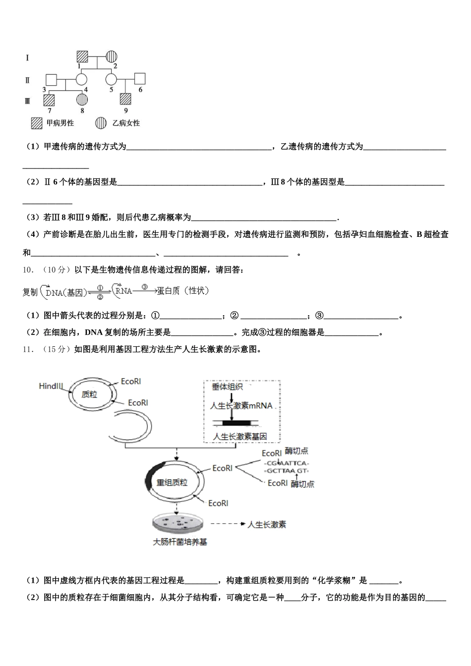 甘肃省靖远县第一中学2024-2025学年生物高一第二学期期末质量跟踪监视模拟试题含解析_第3页