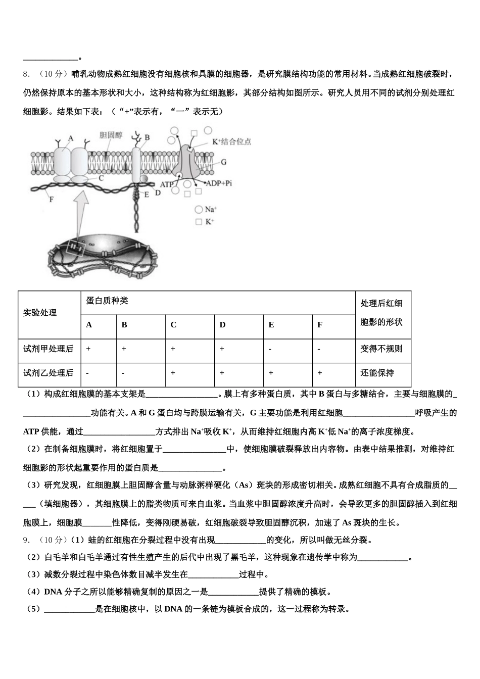 2025届甘肃省酒泉市生物高一下期末联考模拟试题含解析_第3页