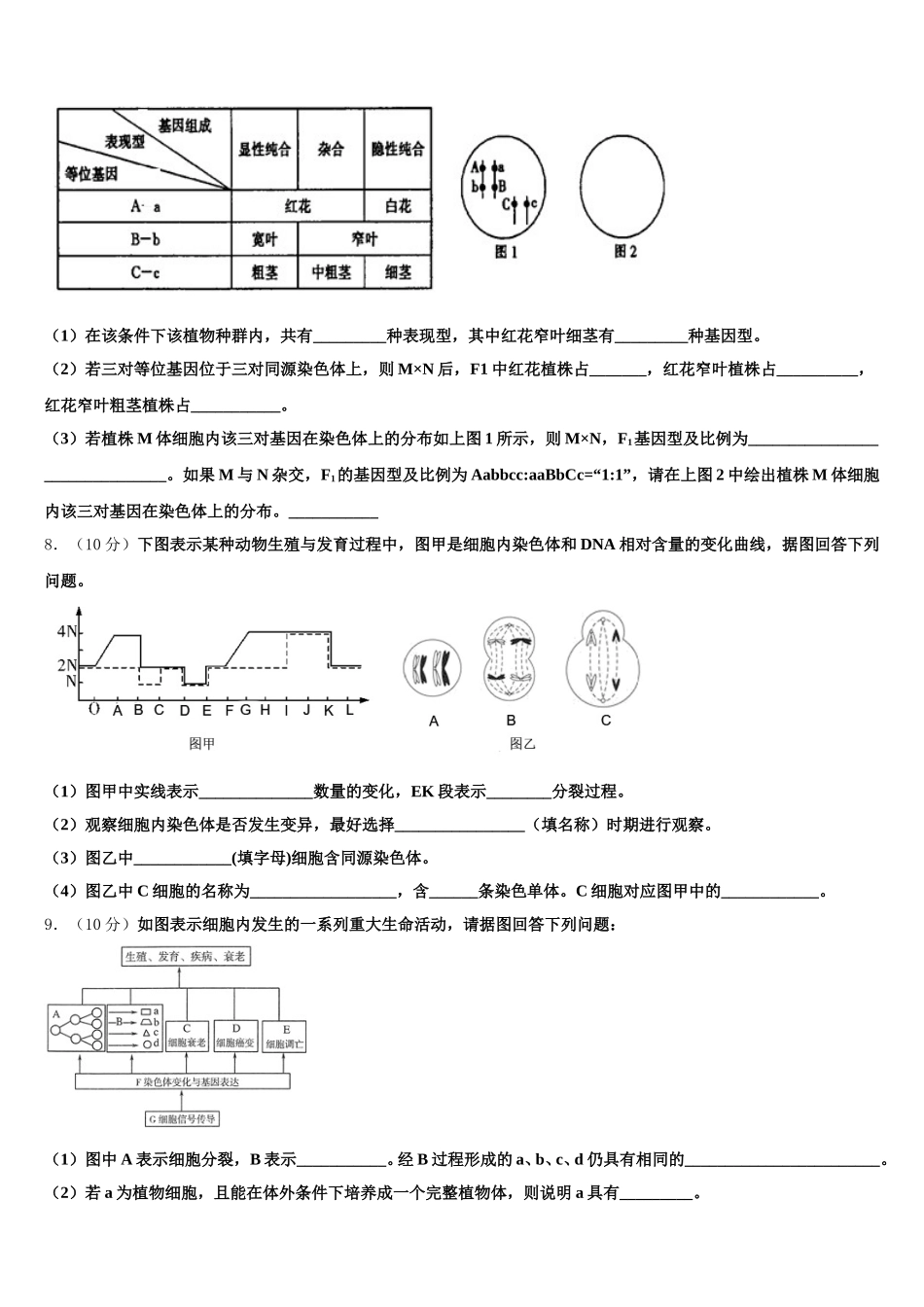 甘肃省临泽一中2025届生物高一下期末学业质量监测试题含解析_第2页