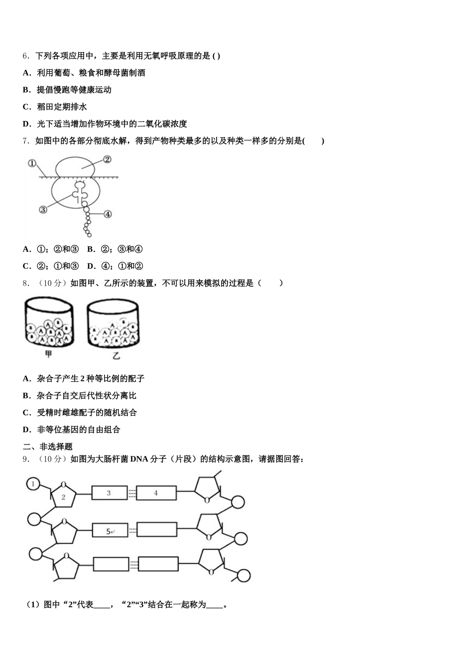 甘肃省酒泉市瓜州县2025届高一下生物期末检测试题含解析_第2页