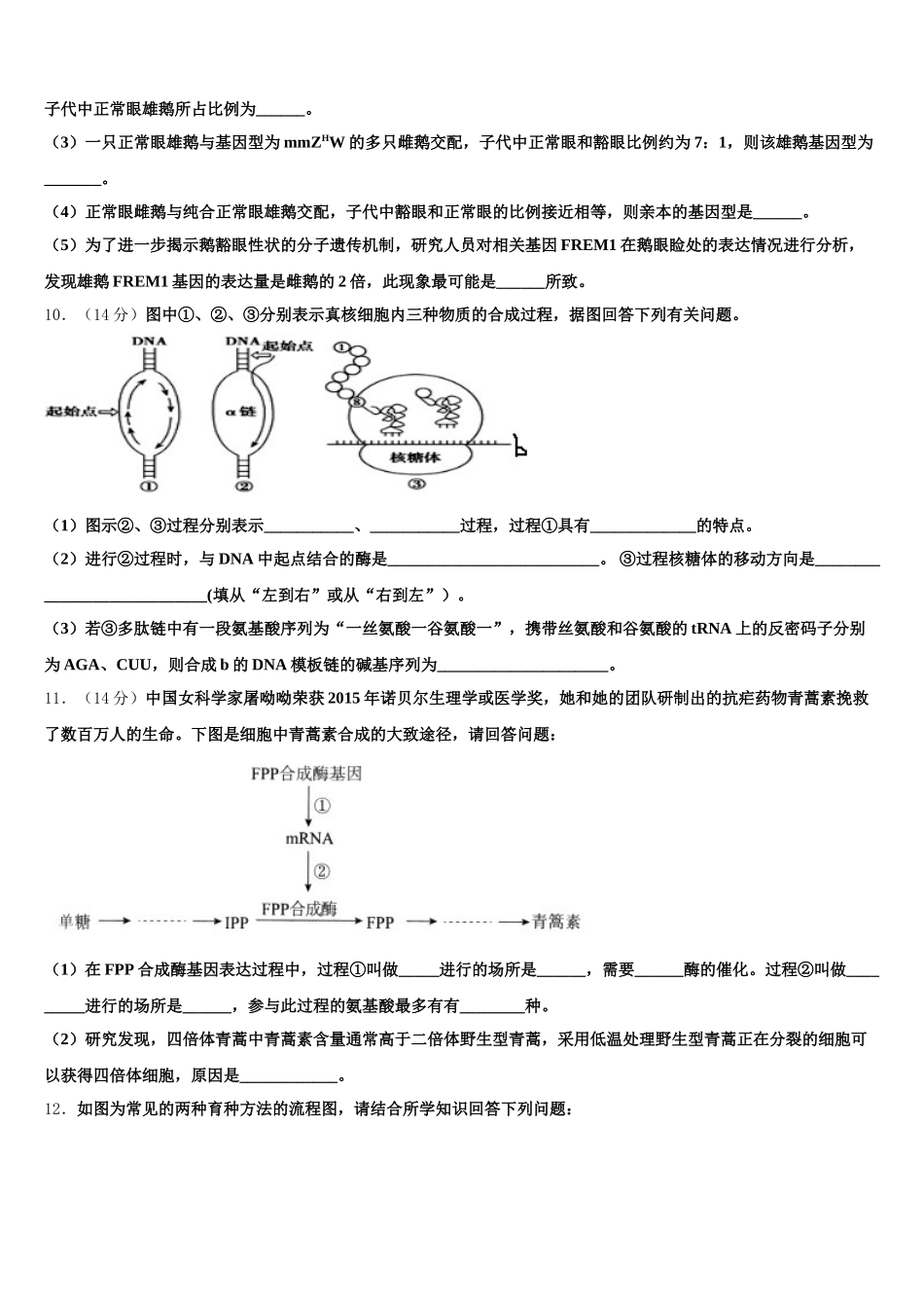 2025年海南省海口市琼山中学生物高一第二学期期末质量跟踪监视模拟试题含解析_第3页