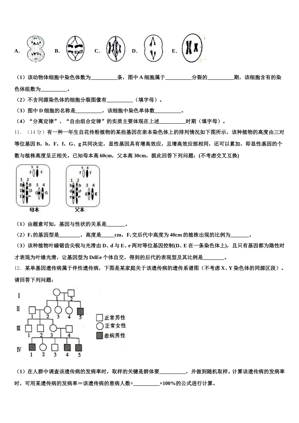 海南省等八校2024-2025学年生物高一下期末监测试题含解析_第3页