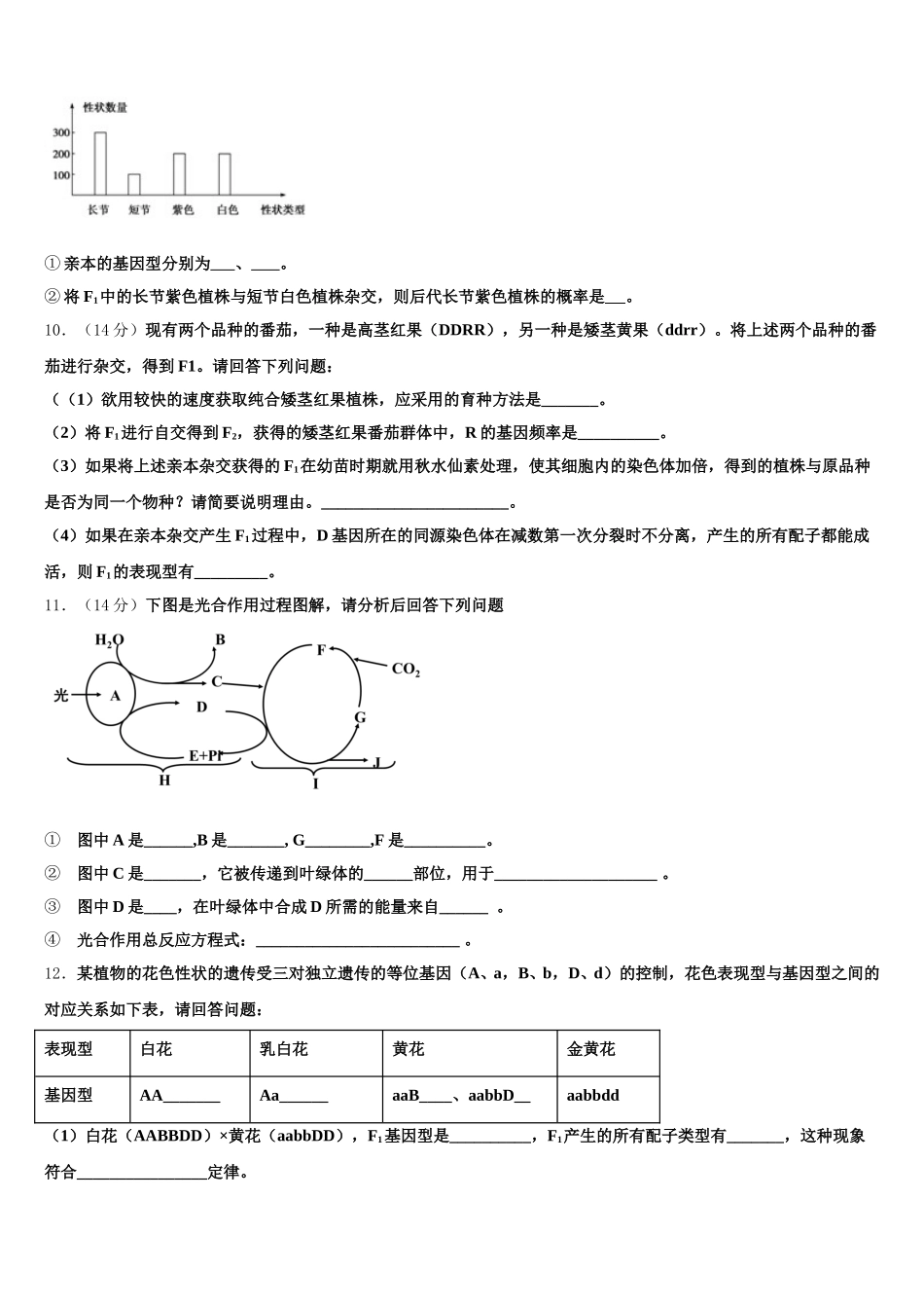 海南省海口四中2025年生物高一第二学期期末统考试题含解析_第3页