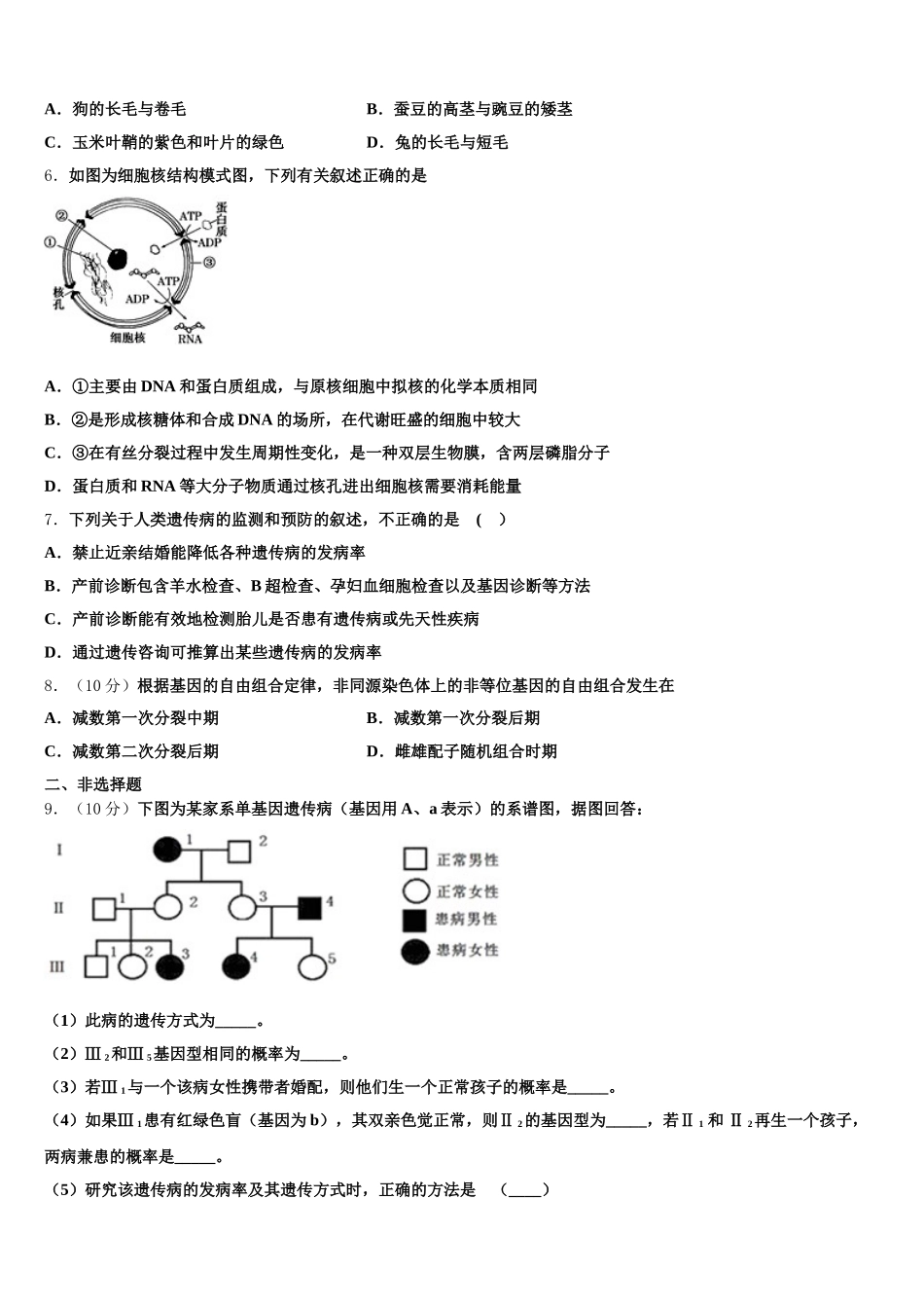 2025年海南省海口四中高一生物第二学期期末检测模拟试题含解析_第2页