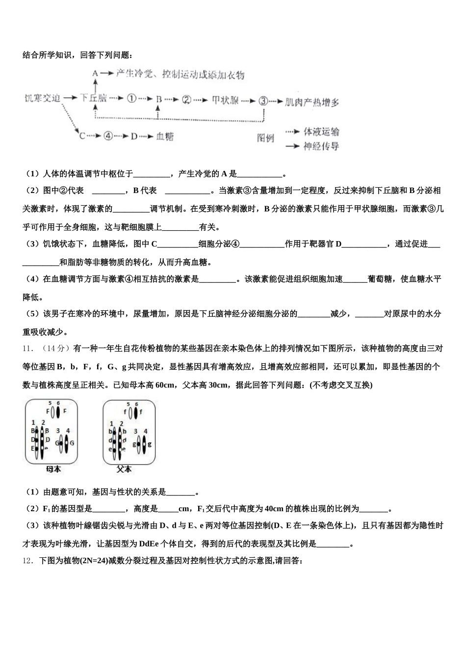 海口市第十中学2024-2025学年生物高一下期末检测试题含解析_第3页