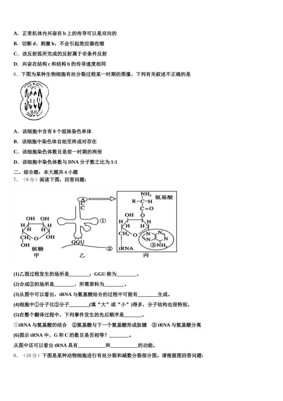 2025年北师大万宁附中生物高一下期末统考模拟试题含解析_第2页