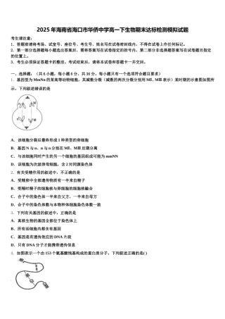 2025年海南省海口市华侨中学高一下生物期末达标检测模拟试题含解析