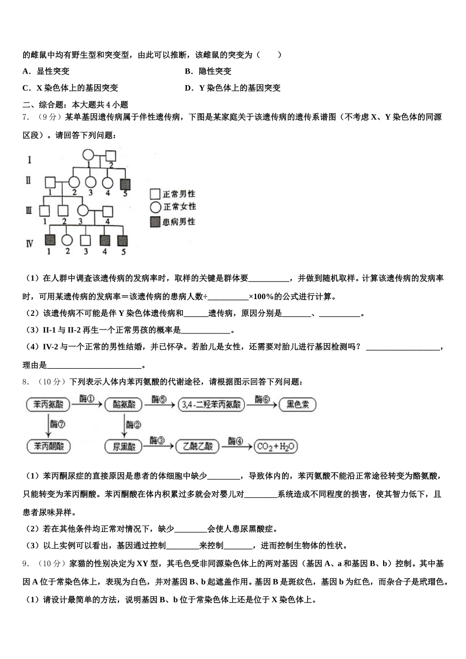 海南省文昌市华侨中学2024-2025学年高一下生物期末达标检测模拟试题含解析_第2页