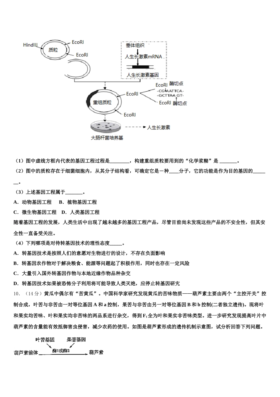 海南省儋州市正大阳光中学2025年高一下生物期末复习检测模拟试题含解析_第3页