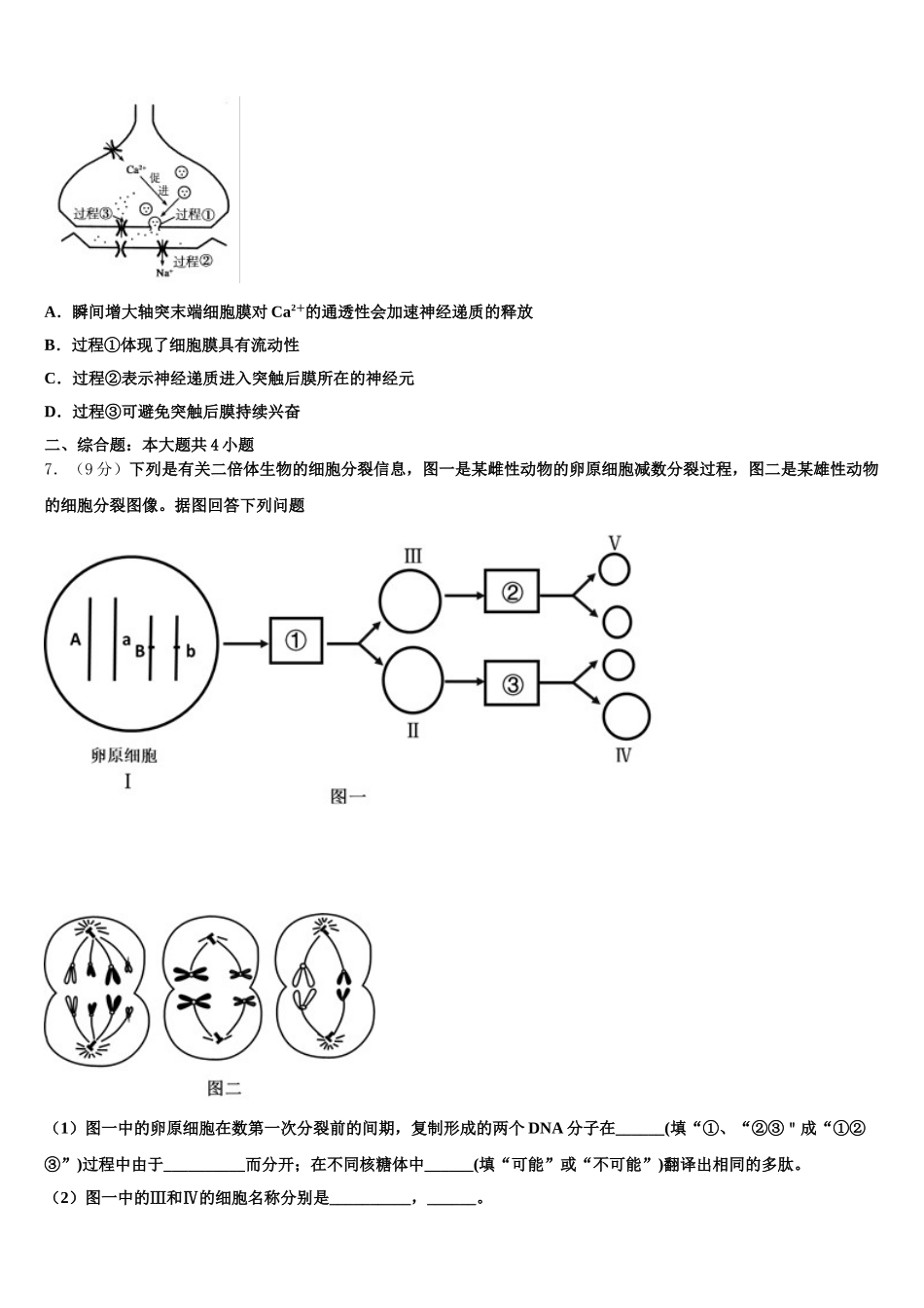 2025届三亚市第一中学生物高一下期末联考试题含解析_第2页