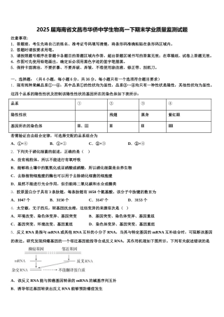 2025届海南省文昌市华侨中学生物高一下期末学业质量监测试题含解析
