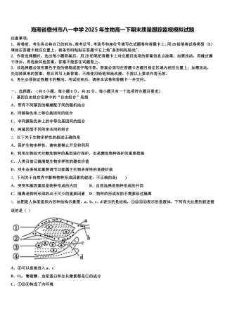 海南省儋州市八一中学2025年生物高一下期末质量跟踪监视模拟试题含解析