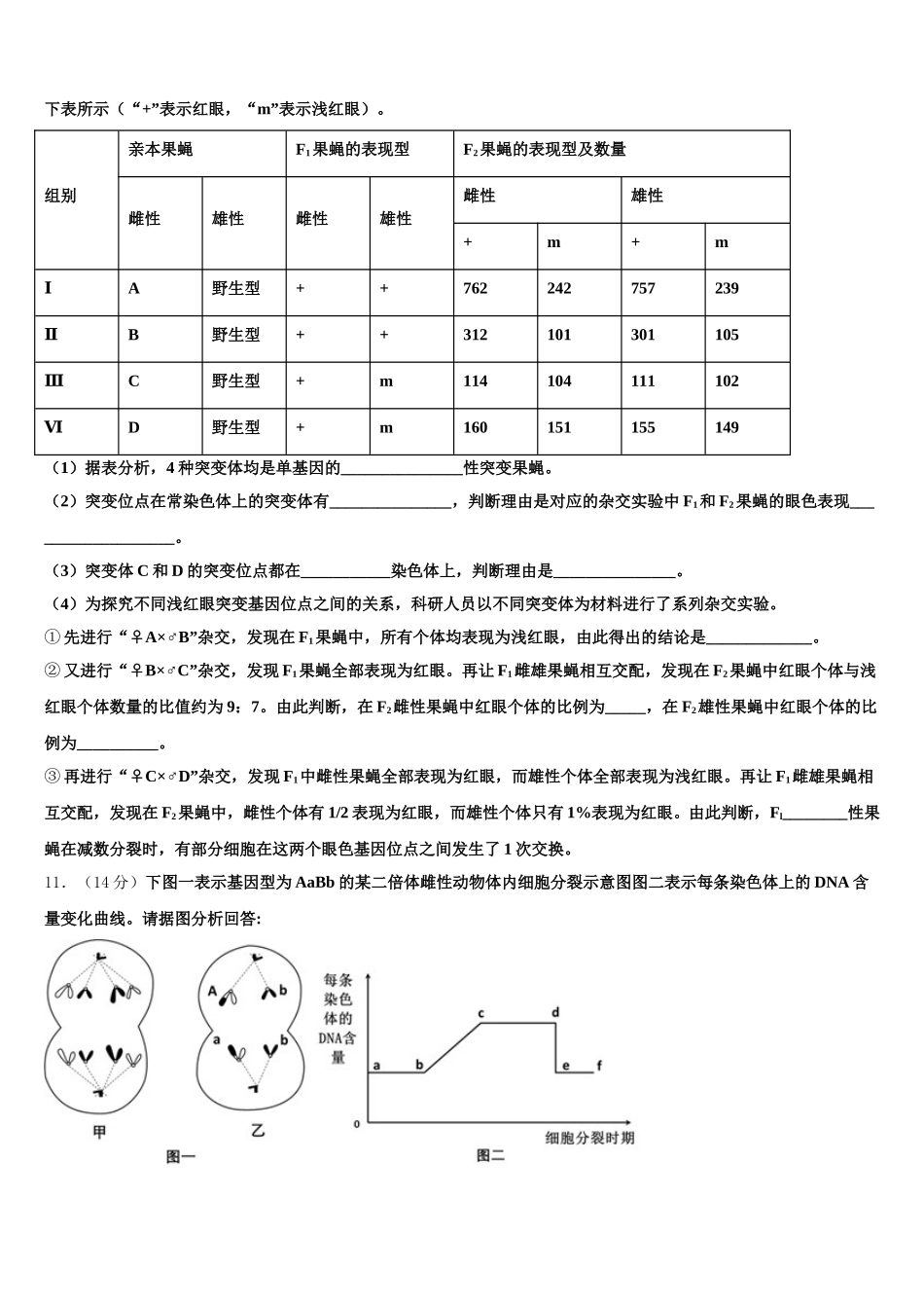 2025届海口市第十中学生物高一下期末调研模拟试题含解析_第3页