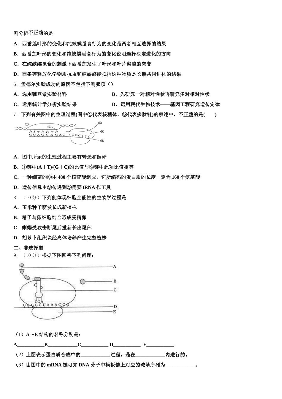 海南省临高县新盈中学2025届高一生物第二学期期末复习检测试题含解析_第2页