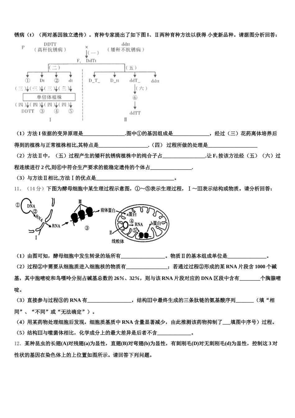广东省肇庆中学2025年生物高一第二学期期末质量检测试题含解析_第3页