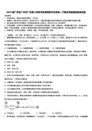 2025届广东省广州市广东第二师范学院番禺附中生物高一下期末质量跟踪监视试题含解析