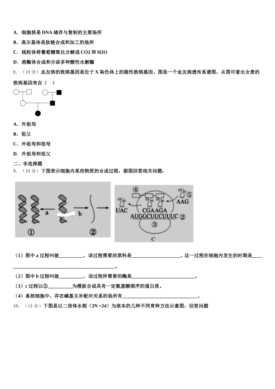 广东省揭阳市第一中学2025届高一下生物期末质量检测试题含解析_第2页