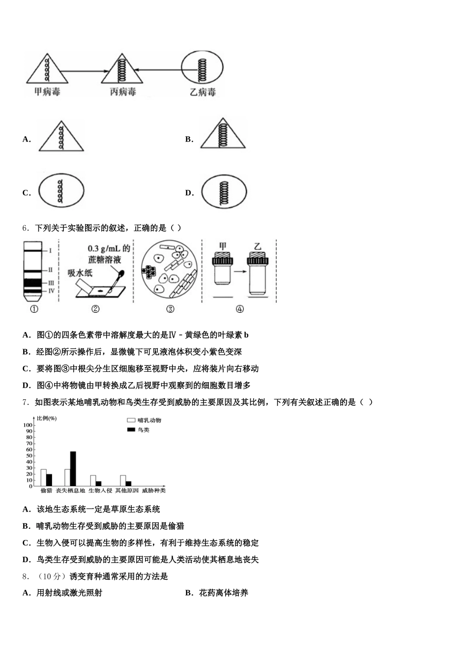 广东省中山市实验中学2025年生物高一第二学期期末联考试题含解析_第2页