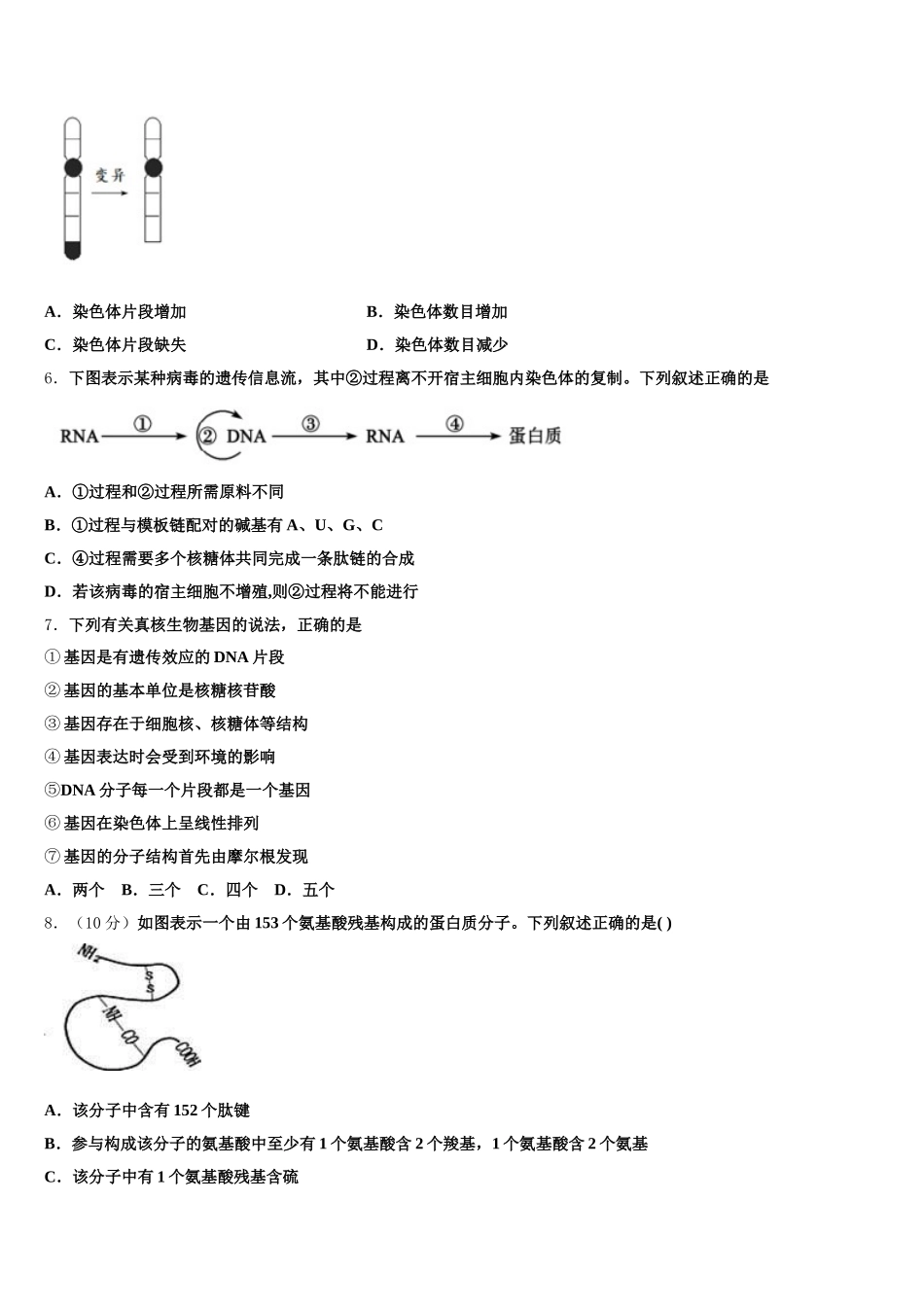 广东省汕头市潮师高级中学2025年生物高一下期末考试试题含解析_第2页