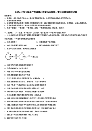 2024-2025学年广东省佛山市荣山中学高一下生物期末调研试题含解析