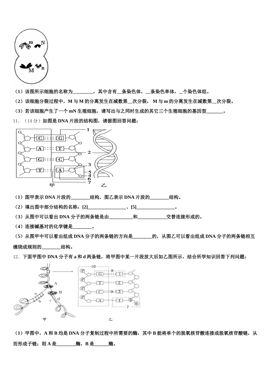 2025届广东省广州市南沙区第一中学生物高一下期末达标检测试题含解析_第3页