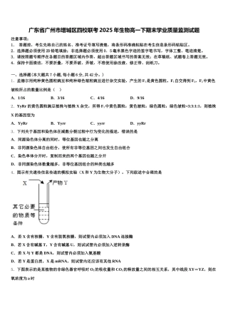广东省广州市增城区四校联考2025年生物高一下期末学业质量监测试题含解析