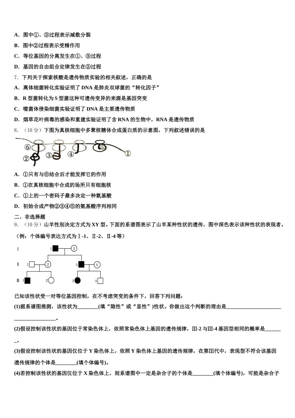 2025届广东省揭阳市普宁市高一生物第二学期期末联考模拟试题含解析_第2页