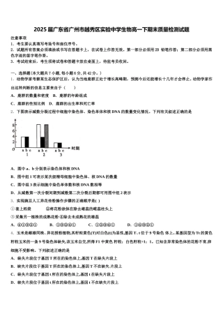 2025届广东省广州市越秀区实验中学生物高一下期末质量检测试题含解析
