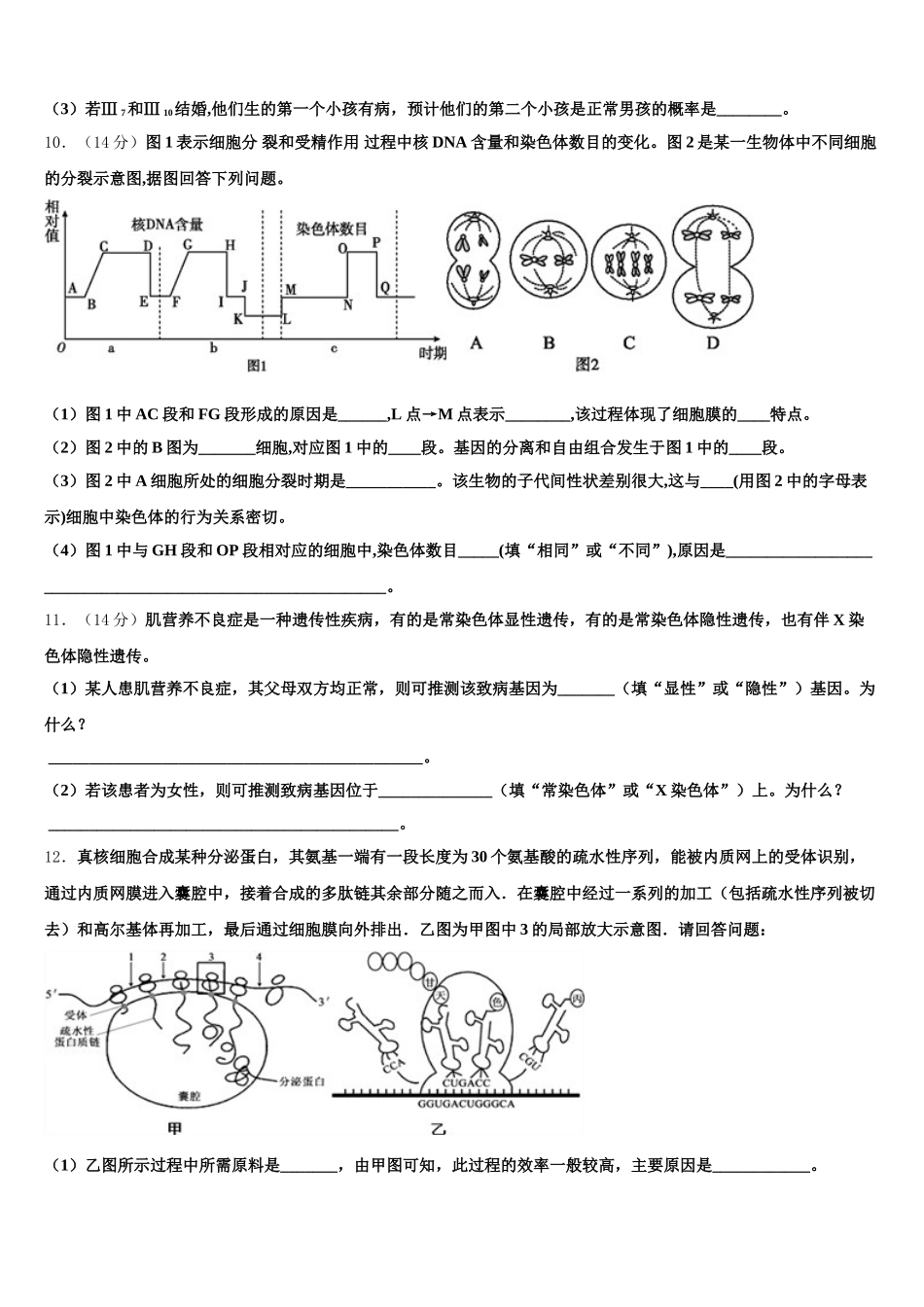广东省广州市真光中学2025年高一生物第二学期期末学业水平测试试题含解析_第3页