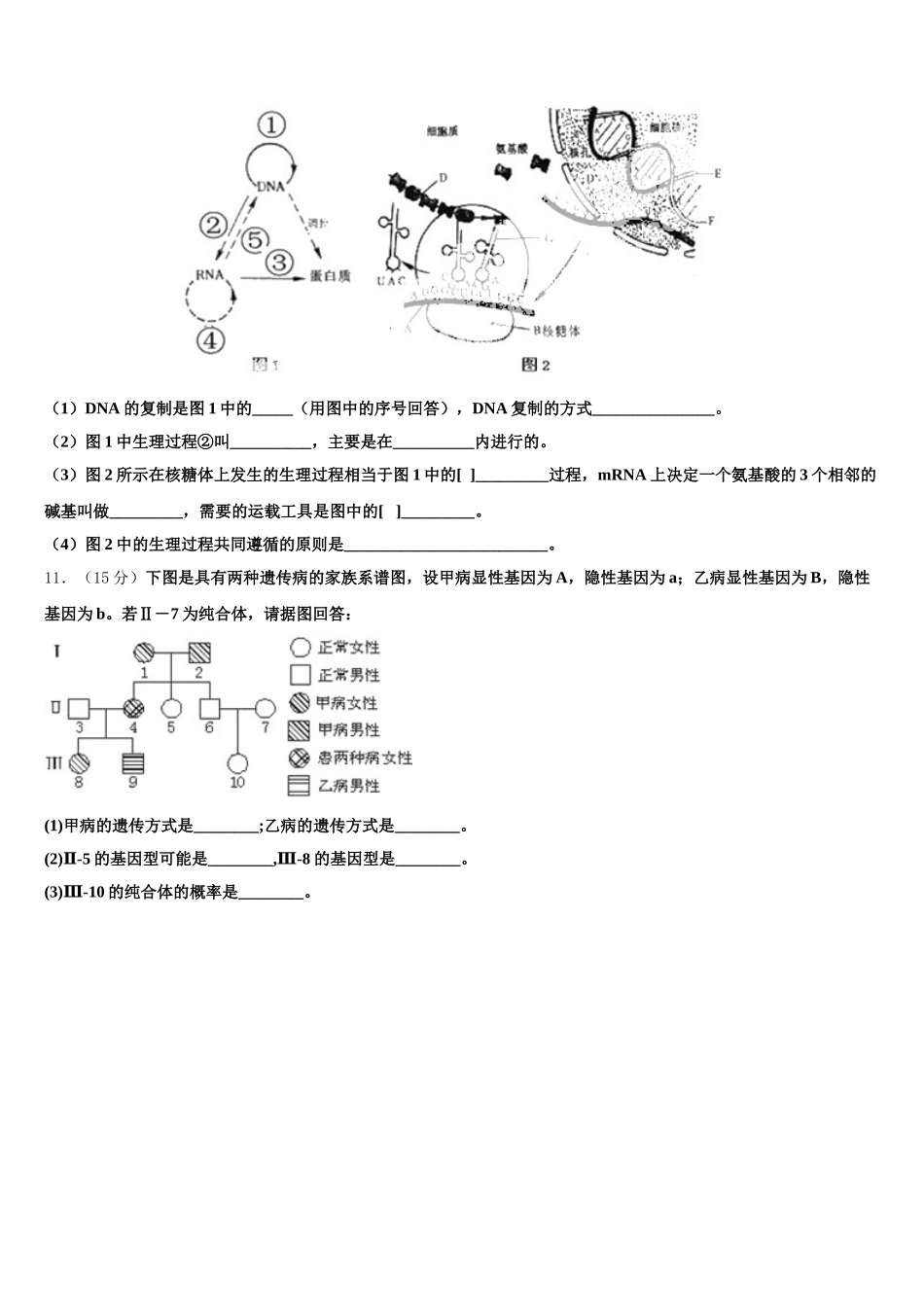 2024-2025学年广东省中山市第一中学生物高一第二学期期末质量检测试题含解析_第3页
