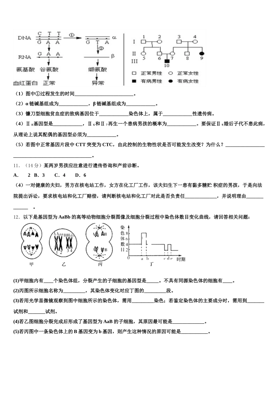 2025年广东省茂名市第一中学生物高一第二学期期末质量检测模拟试题含解析_第3页