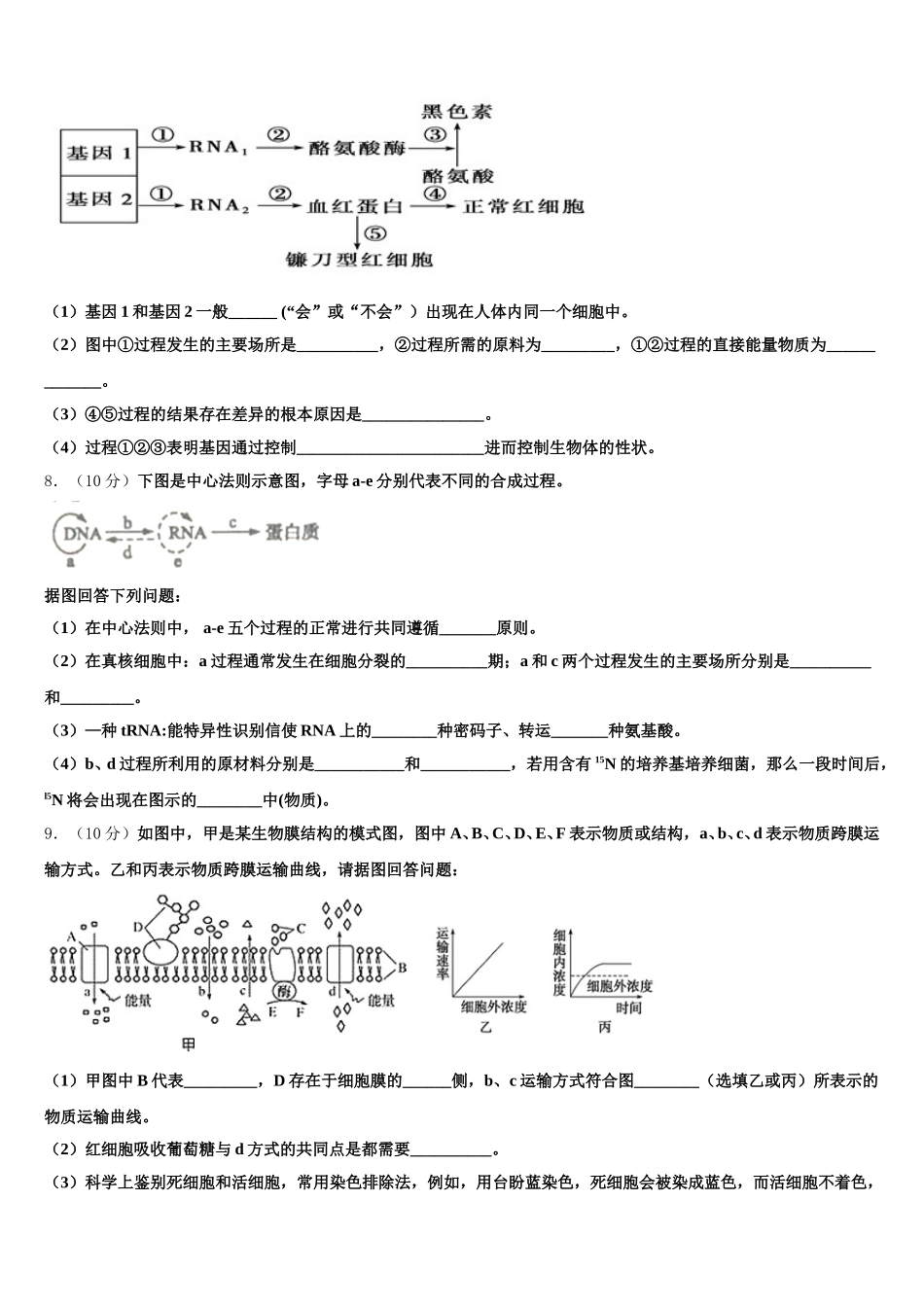 2025届汕尾市重点中学生物高一下期末监测试题含解析_第2页