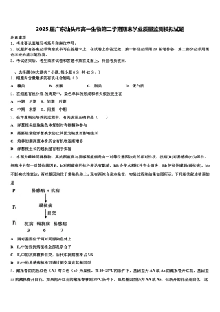 2025届广东汕头市高一生物第二学期期末学业质量监测模拟试题含解析