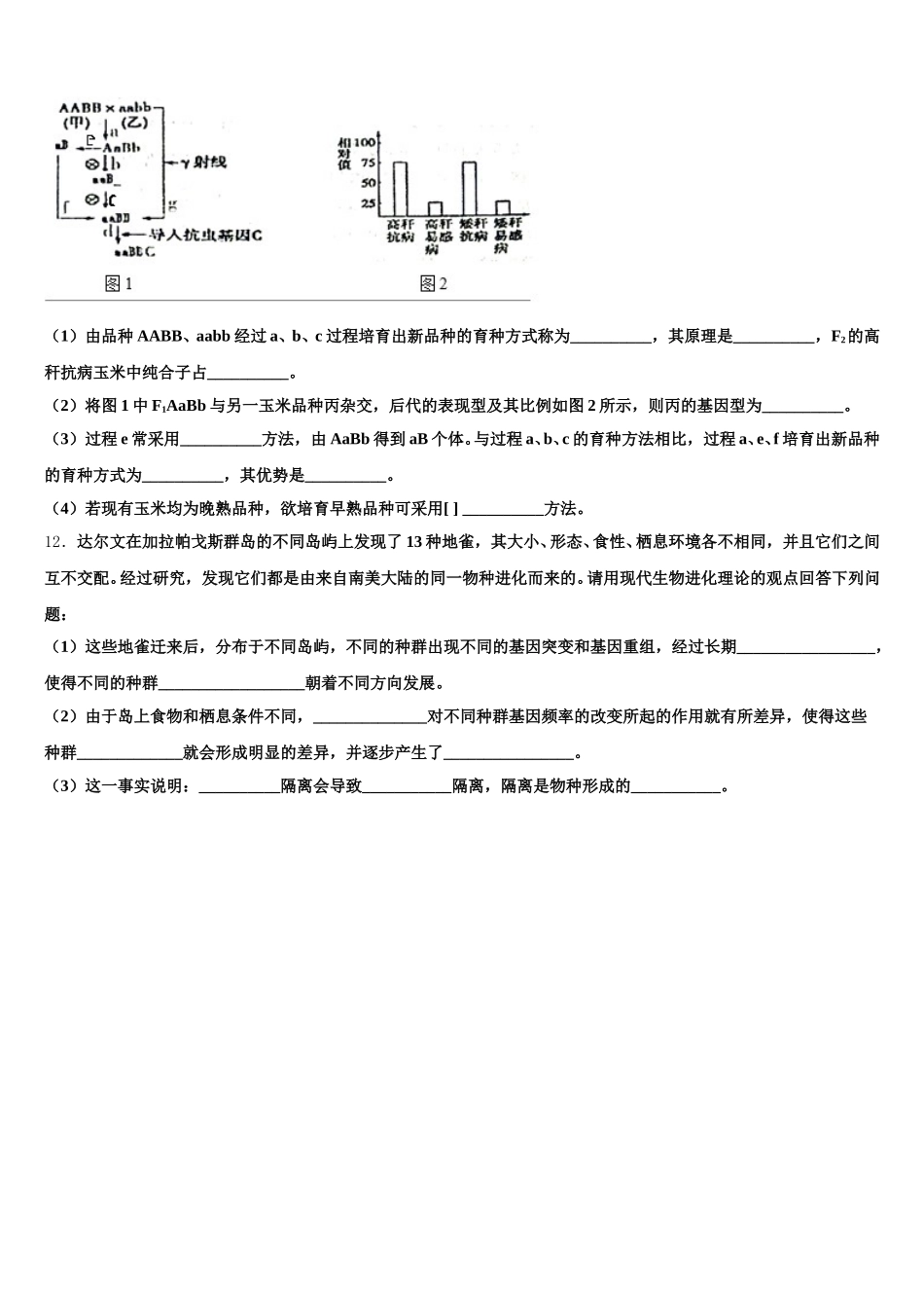 广东省雷州市第一中学、徐闻中学2025年高一生物第二学期期末达标检测试题含解析_第3页