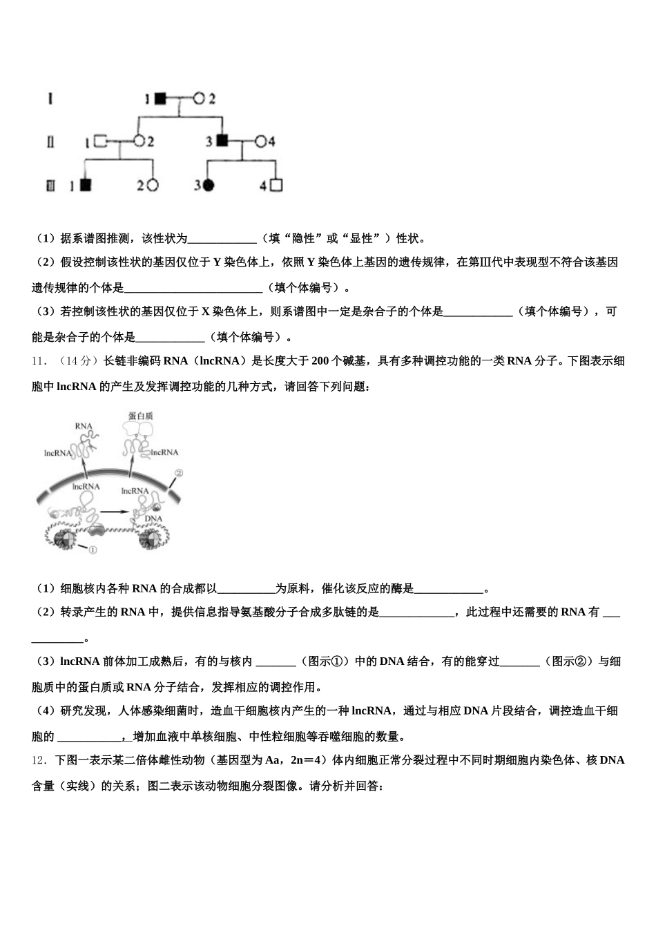 广东省百校2025届高一生物第二学期期末检测试题含解析_第3页