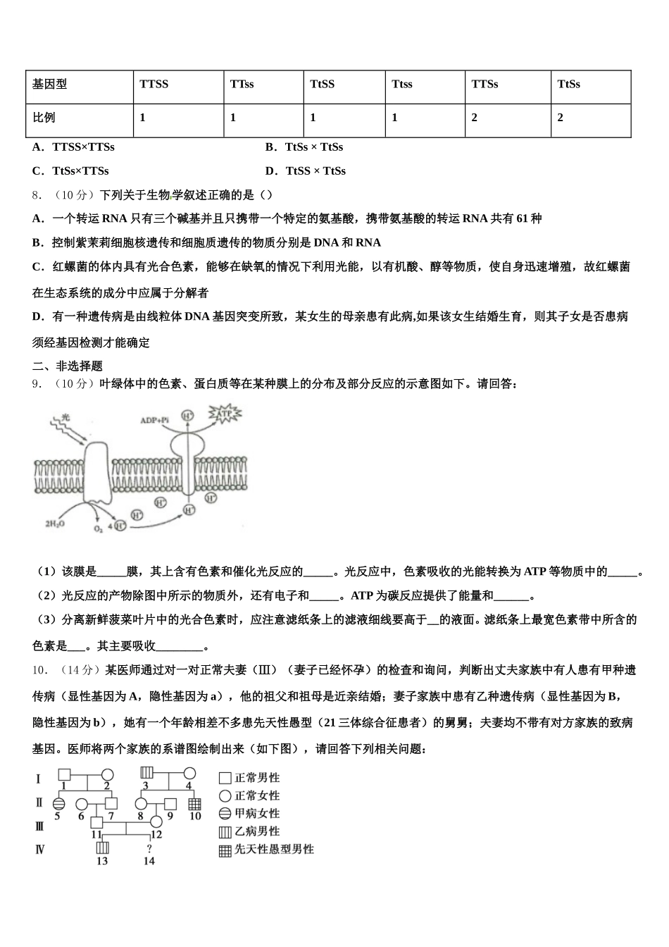 广东省仲元中学、中山一中等七校2024-2025学年高一下生物期末联考试题含解析_第2页