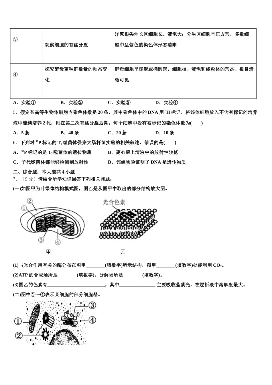 2025年广东省汕头市达濠华侨中学，东厦中学高一下生物期末综合测试试题含解析_第2页