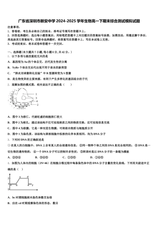 广东省深圳市新安中学2024-2025学年生物高一下期末综合测试模拟试题含解析