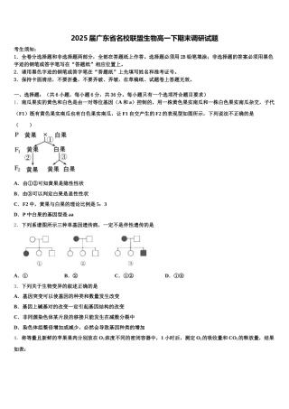 2025届广东省名校联盟生物高一下期末调研试题含解析