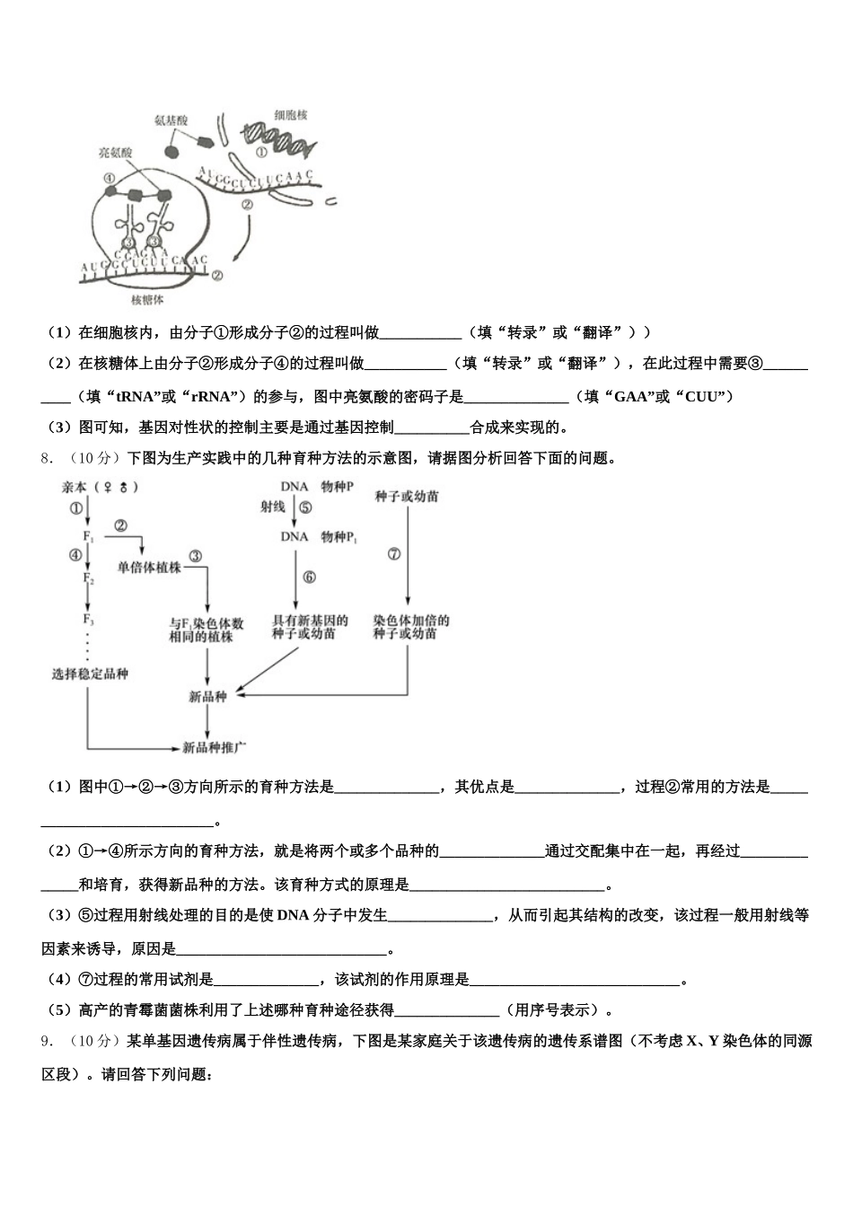 2024-2025学年广东省广州市广东二师番禺附中生物高一第二学期期末综合测试模拟试题含解析_第3页