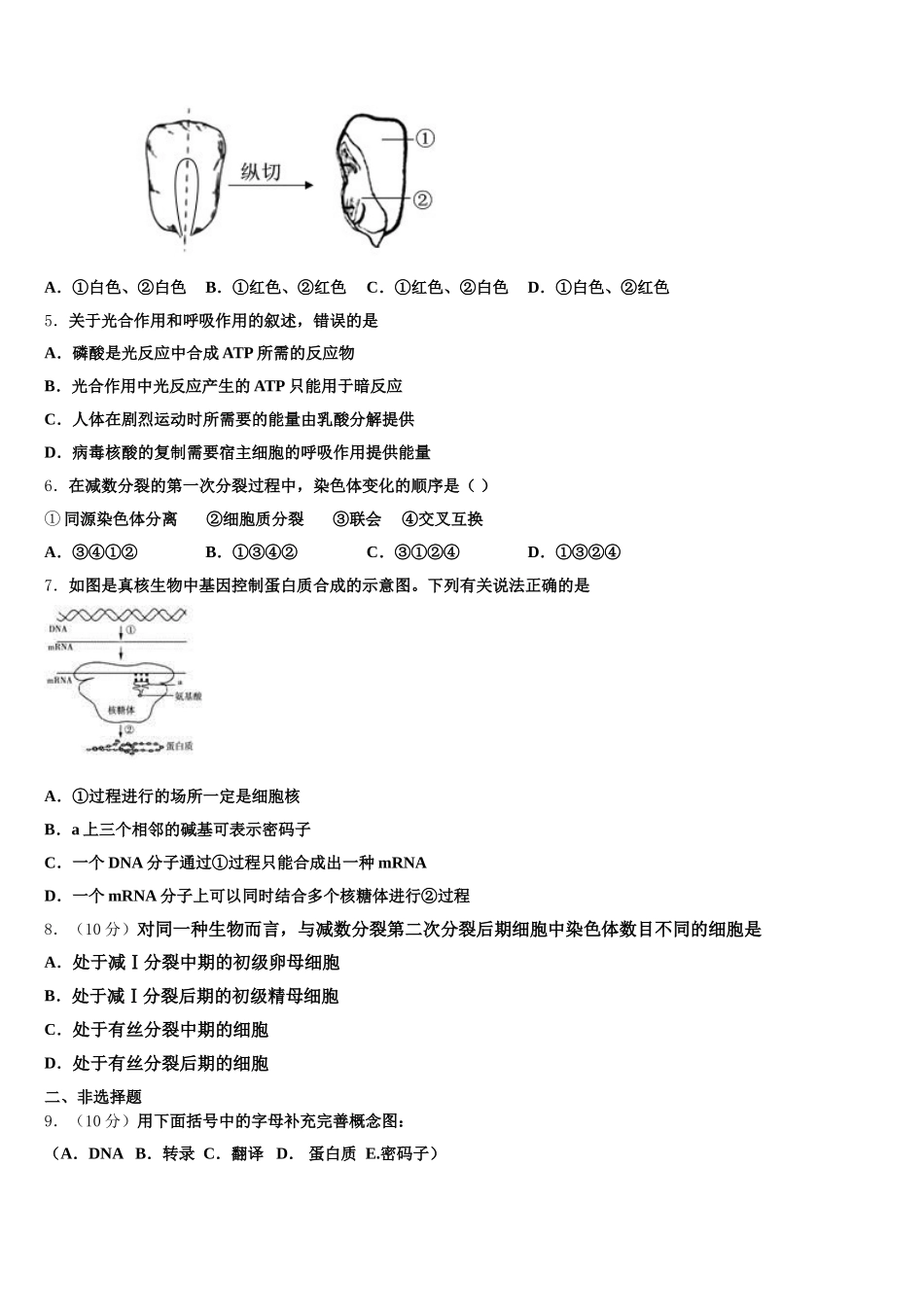 2024-2025学年广东省惠阳高级中学生物高一下期末联考试题含解析_第2页