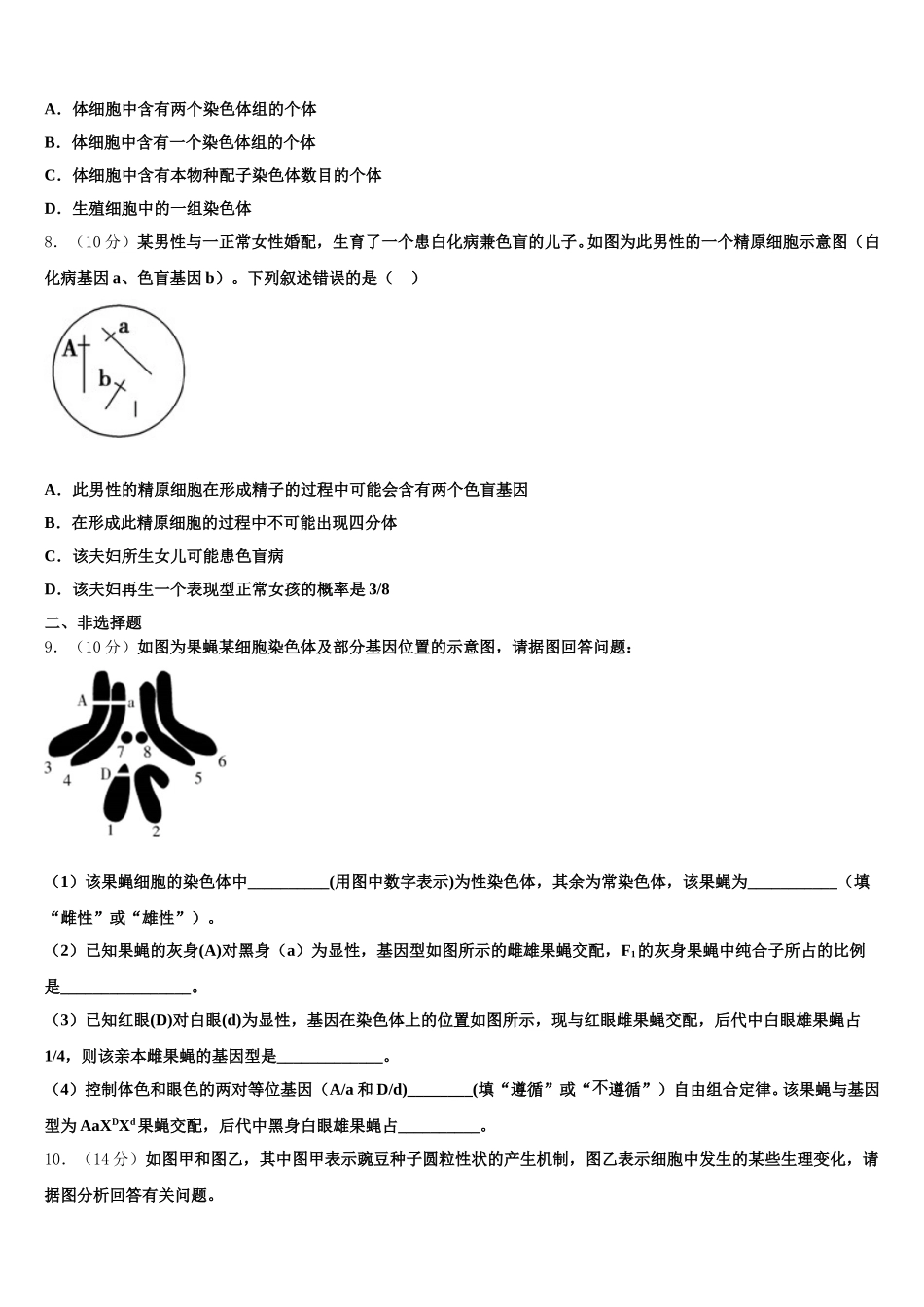 2025年广东省培正中学生物高一下期末质量检测试题含解析_第2页