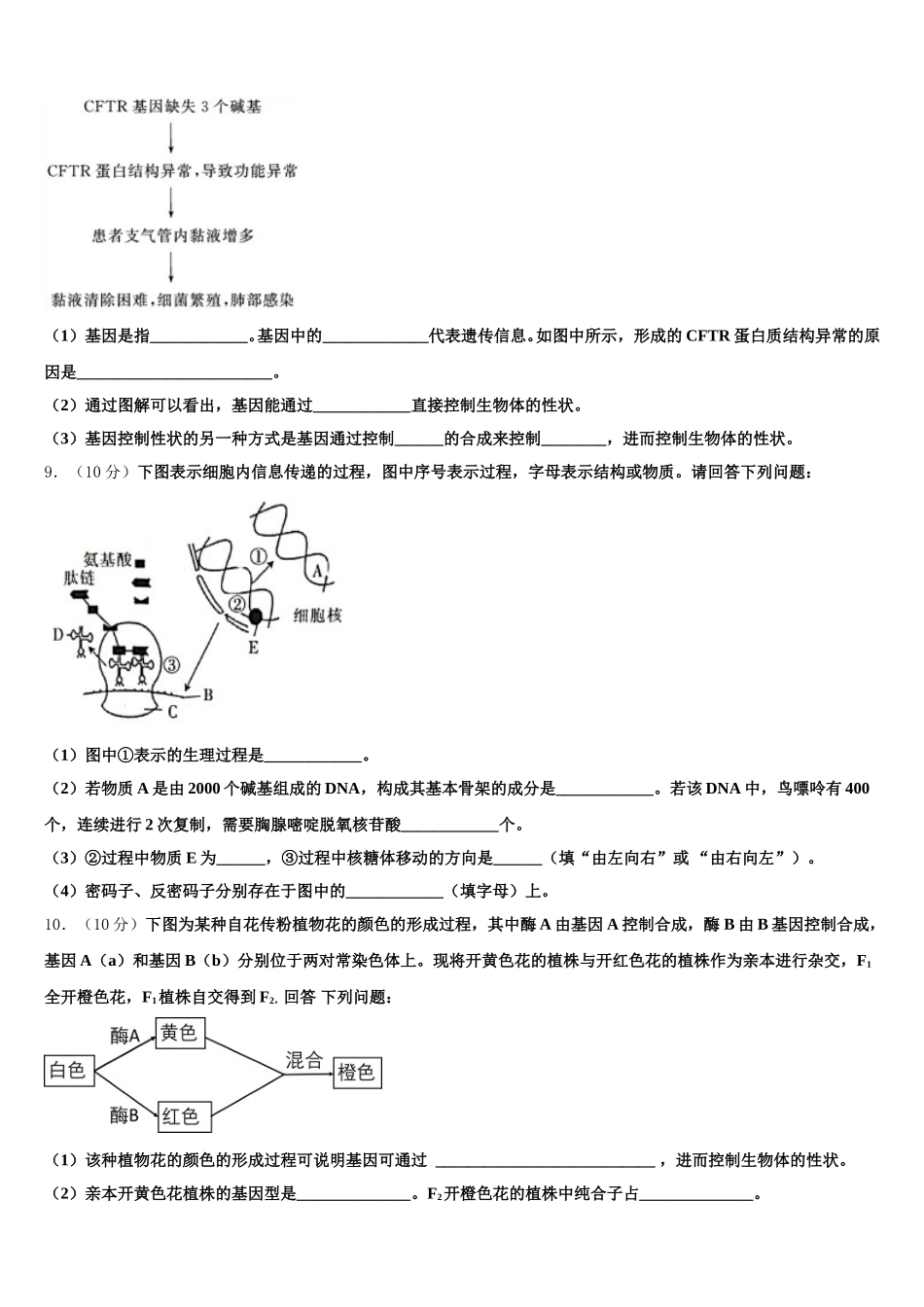 广东省汕头市濠江区金山中学2024-2025学年高一生物第二学期期末教学质量检测试题含解析_第3页