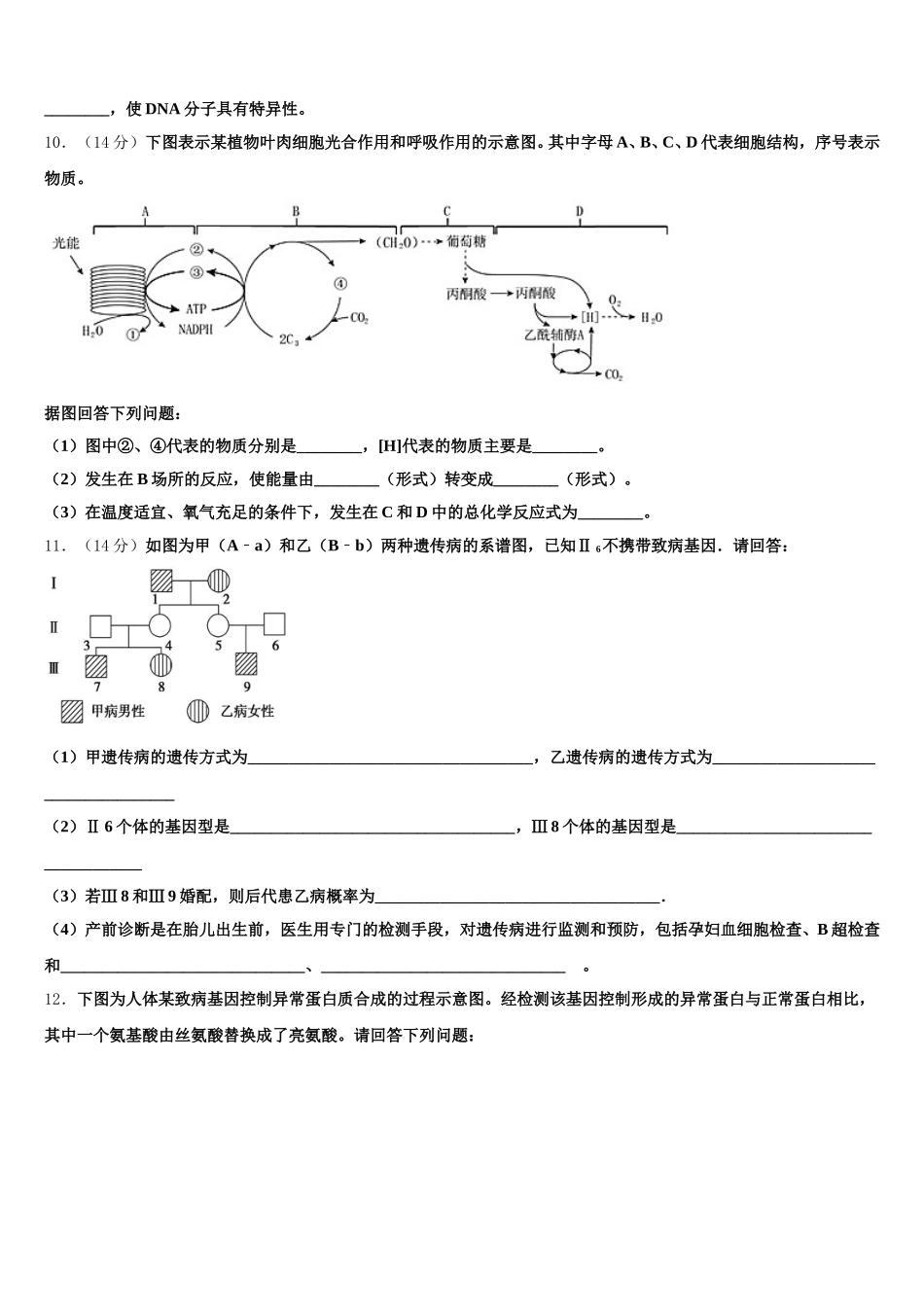 广东省深圳市福田区福田中学2025年高一生物第二学期期末学业质量监测试题含解析_第3页