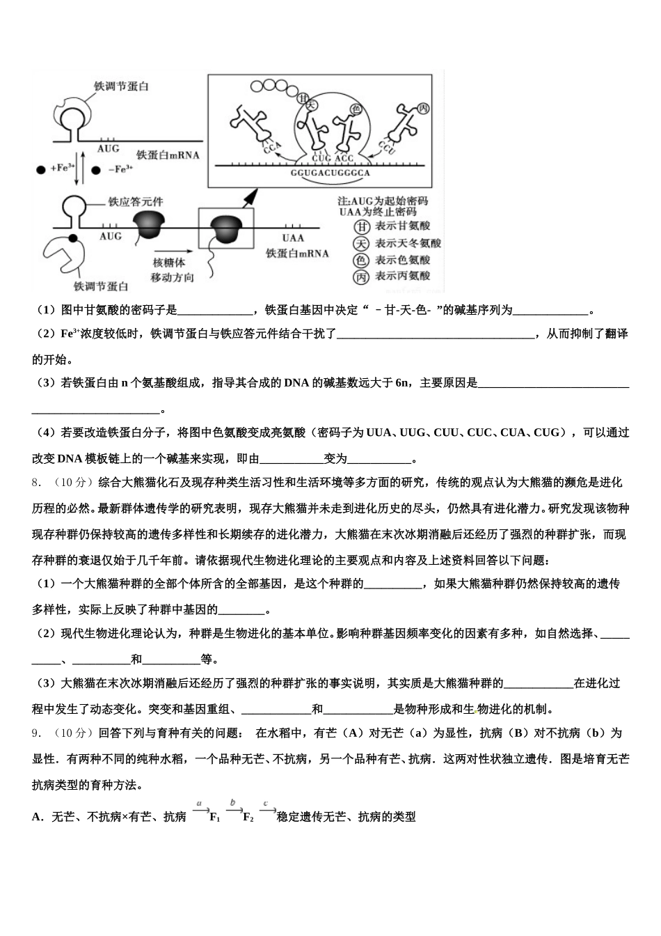 2025届广东省广州市白云区广州外国语学校生物高一第二学期期末教学质量检测试题含解析_第2页