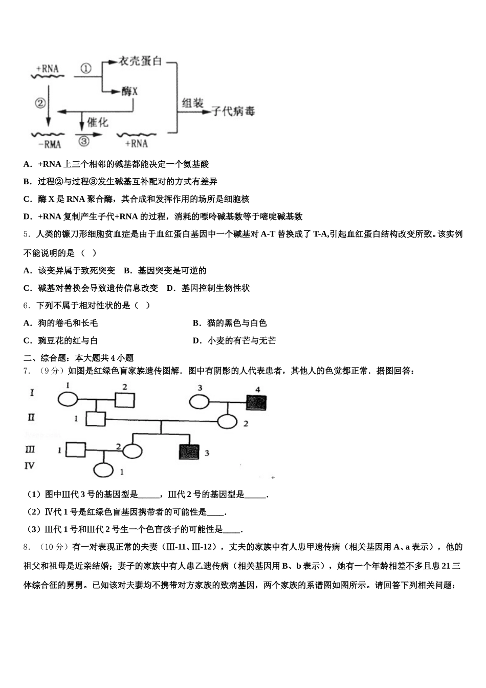 2025届广东省阳江市生物高一下期末考试模拟试题含解析_第2页