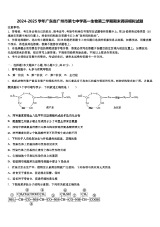 2024-2025学年广东省广州市第七中学高一生物第二学期期末调研模拟试题含解析